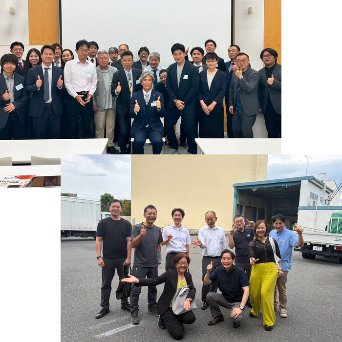 静岡経営研究会の例会と企業訪問での集合写真